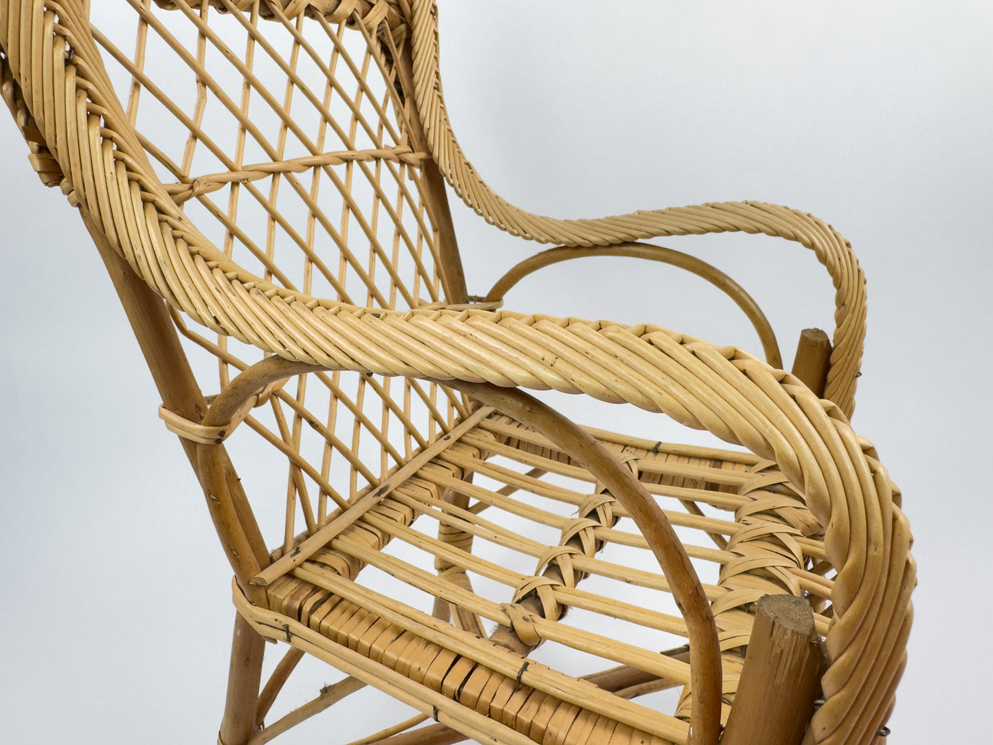 Vintage French Rattan Children’s Chair, 1950s