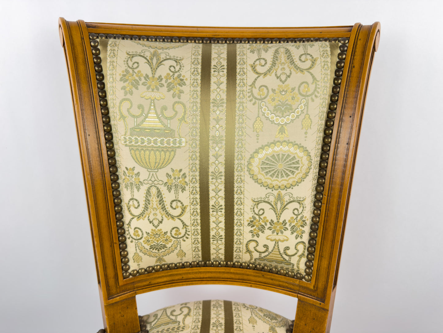 Louis XVI Directoire Style Walnut Chair with Silk Upholstery, 19th Century