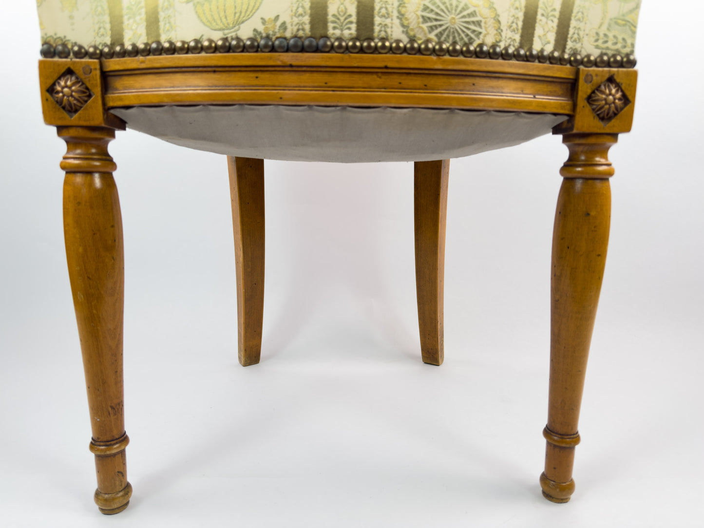 Louis XVI Directoire Style Walnut Chair with Silk Upholstery, 19th Century
