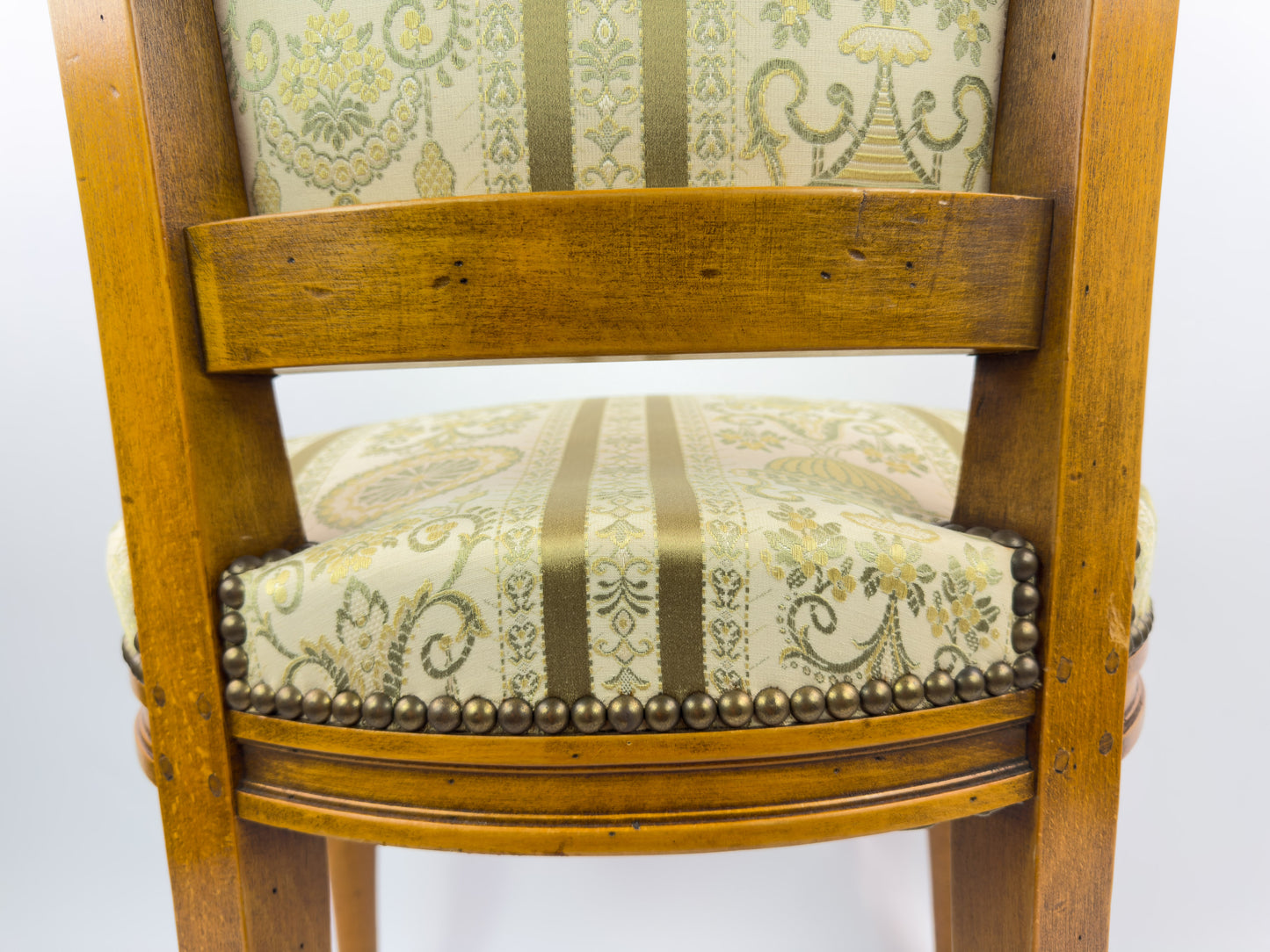 Louis XVI Directoire Style Walnut Chair with Silk Upholstery, 19th Century