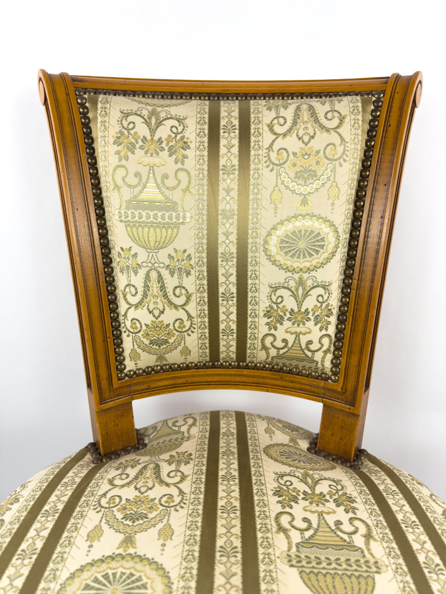Louis XVI Directoire Style Walnut Chair with Silk Upholstery, 19th Century