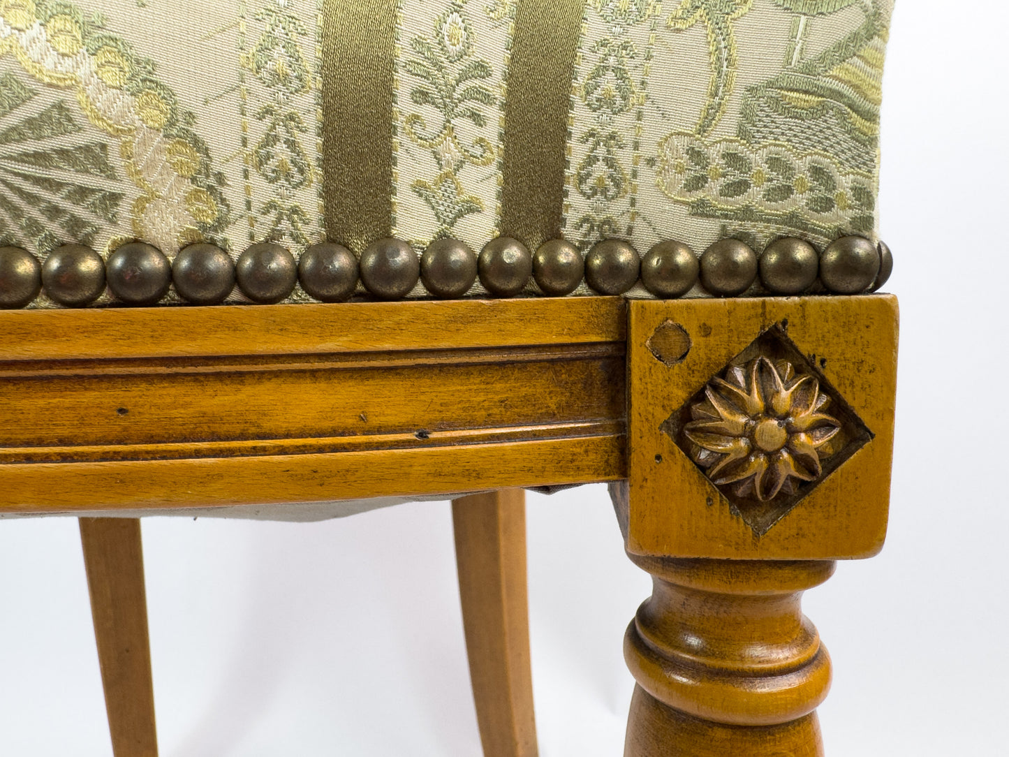 Louis XVI Directoire Style Walnut Chair with Silk Upholstery, 19th Century