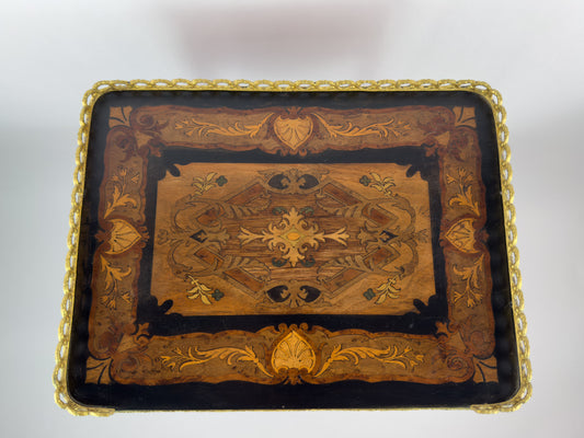 19th Century French Napoleon III Marquetry Inlaid Etagere Side Table