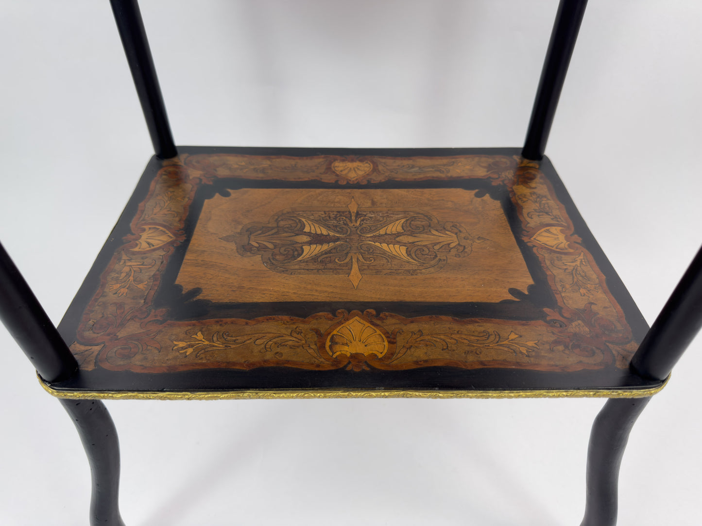19th Century French Napoleon III Marquetry Inlaid Etagere Side Table