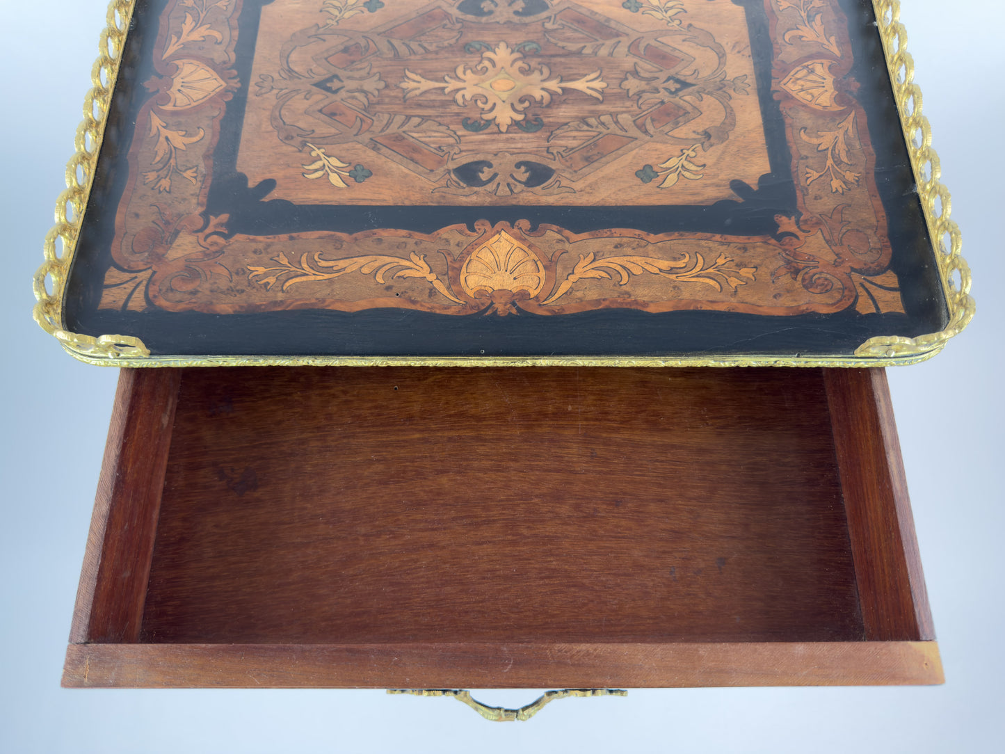 19th Century French Napoleon III Marquetry Inlaid Etagere Side Table