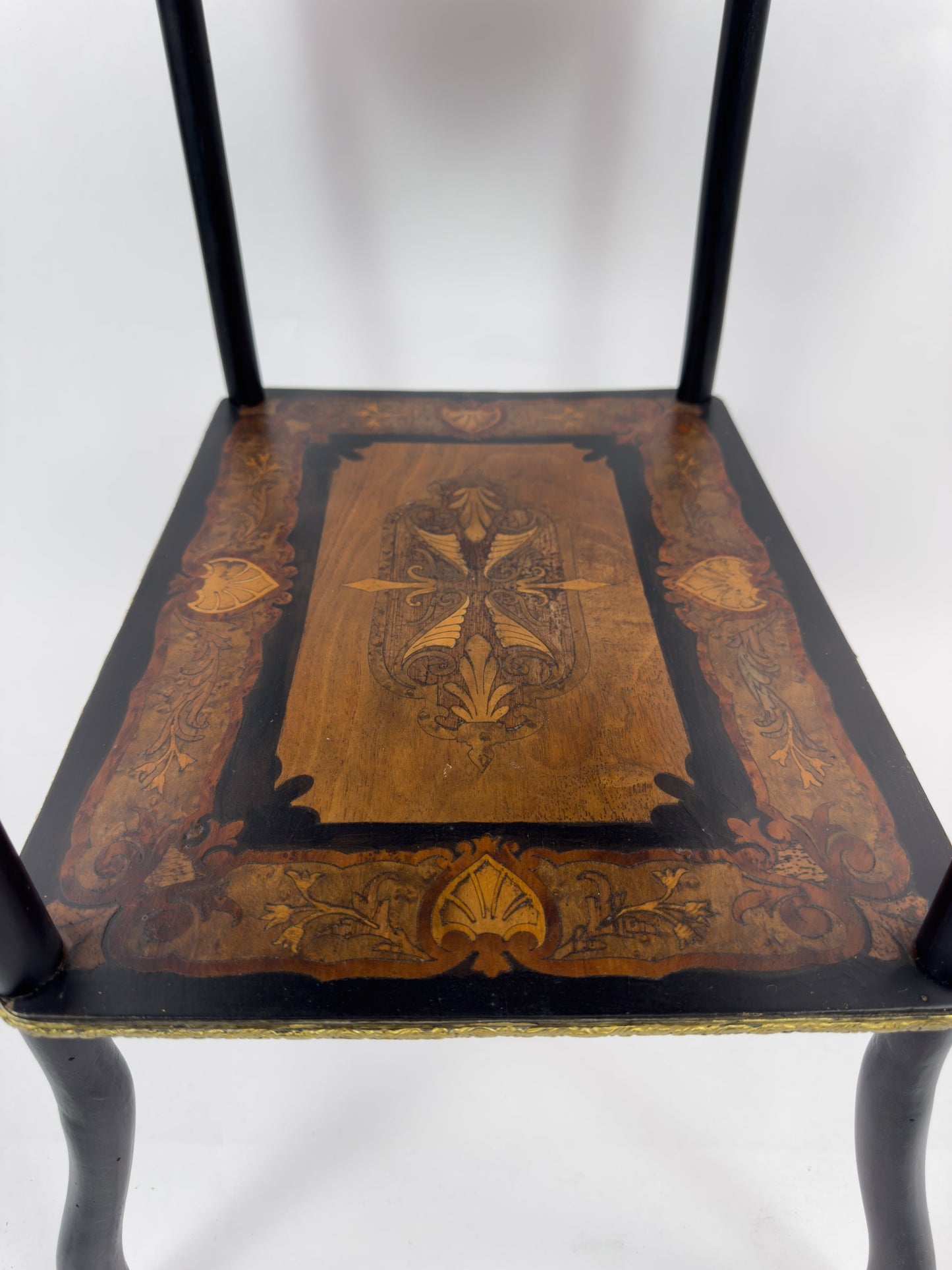 19th Century French Napoleon III Marquetry Inlaid Etagere Side Table