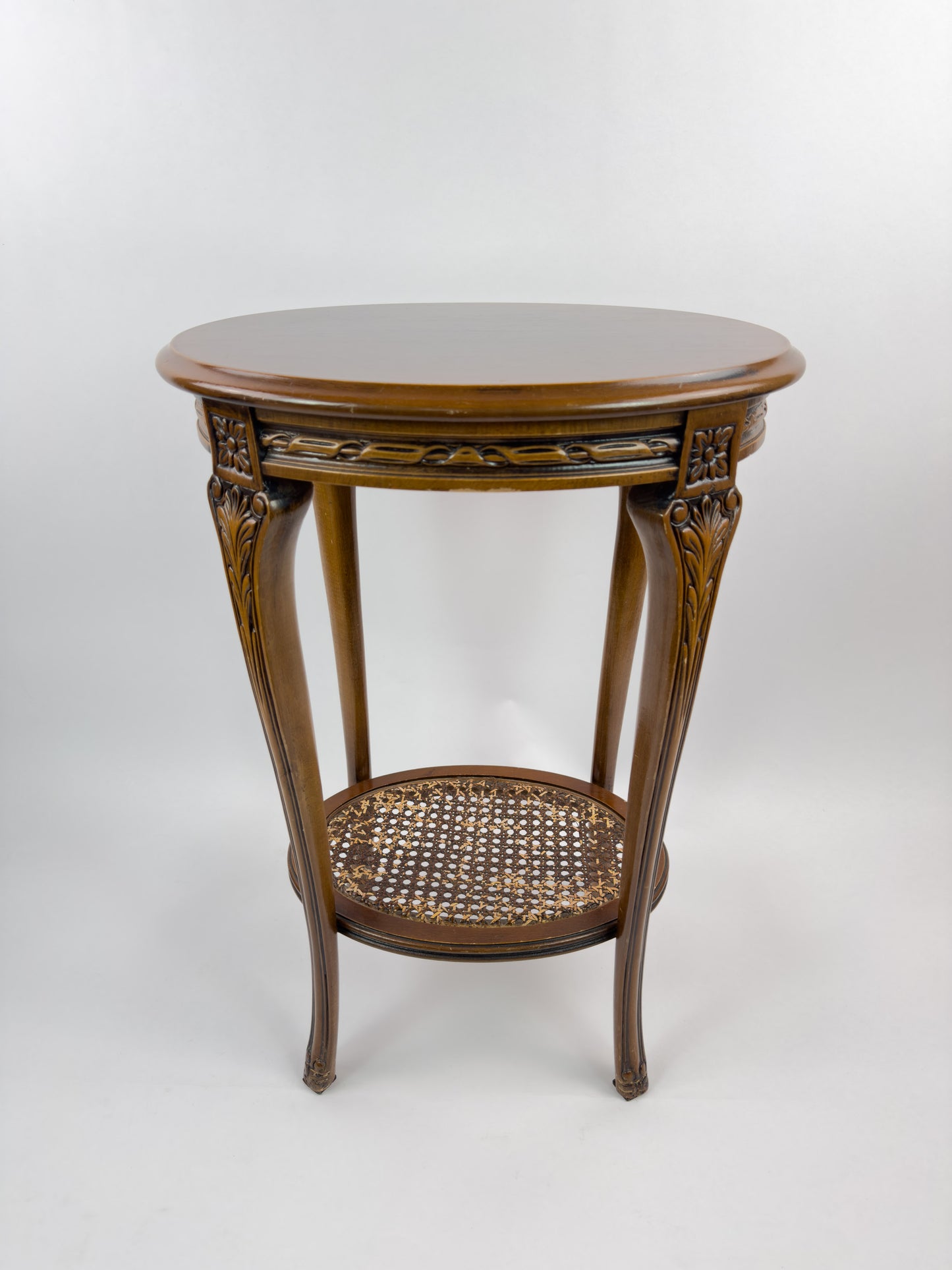 French Early 20th Century Hand-Carved Wooden Guéridon Side Table