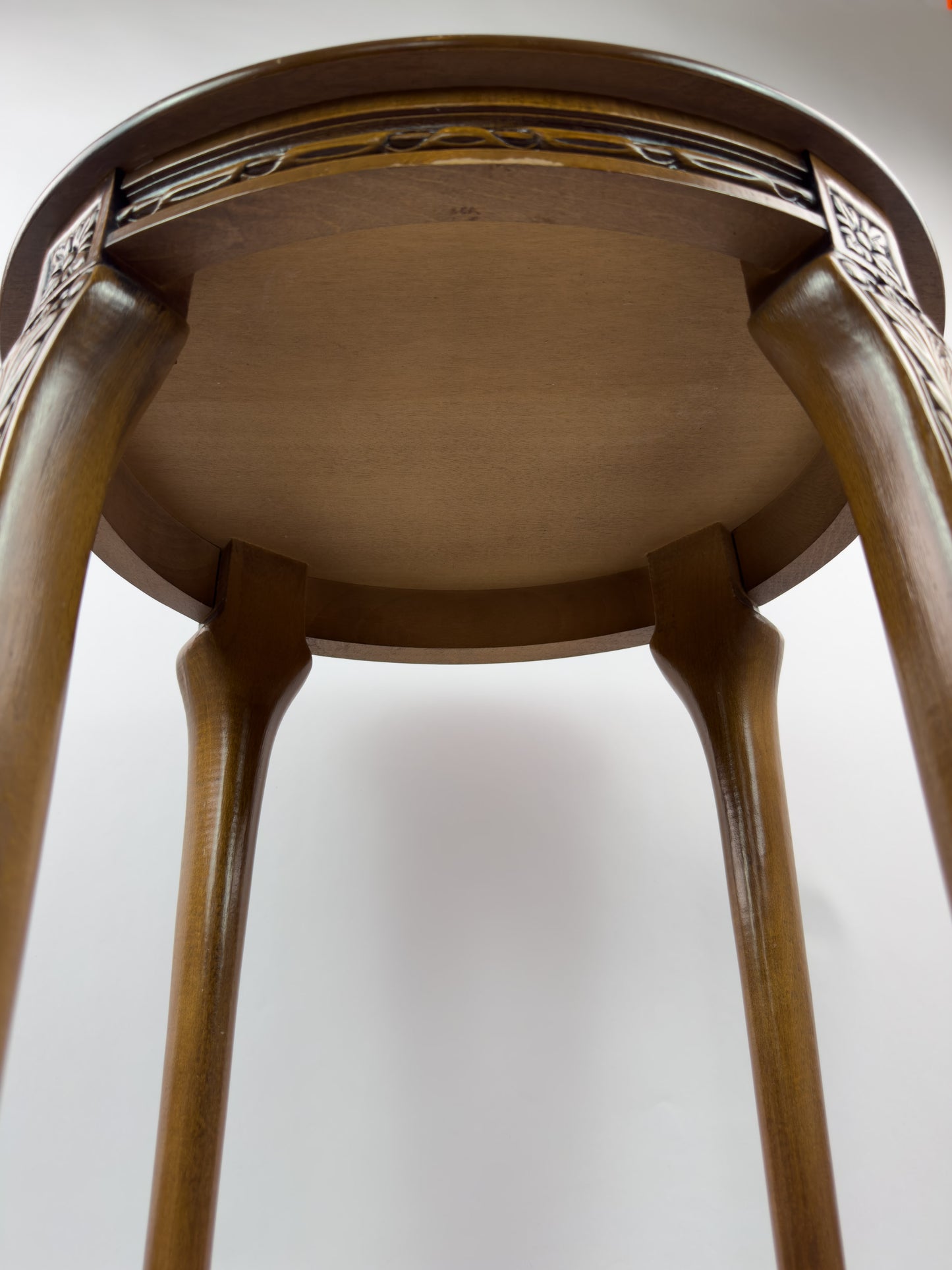 French Early 20th Century Hand-Carved Wooden Guéridon Side Table