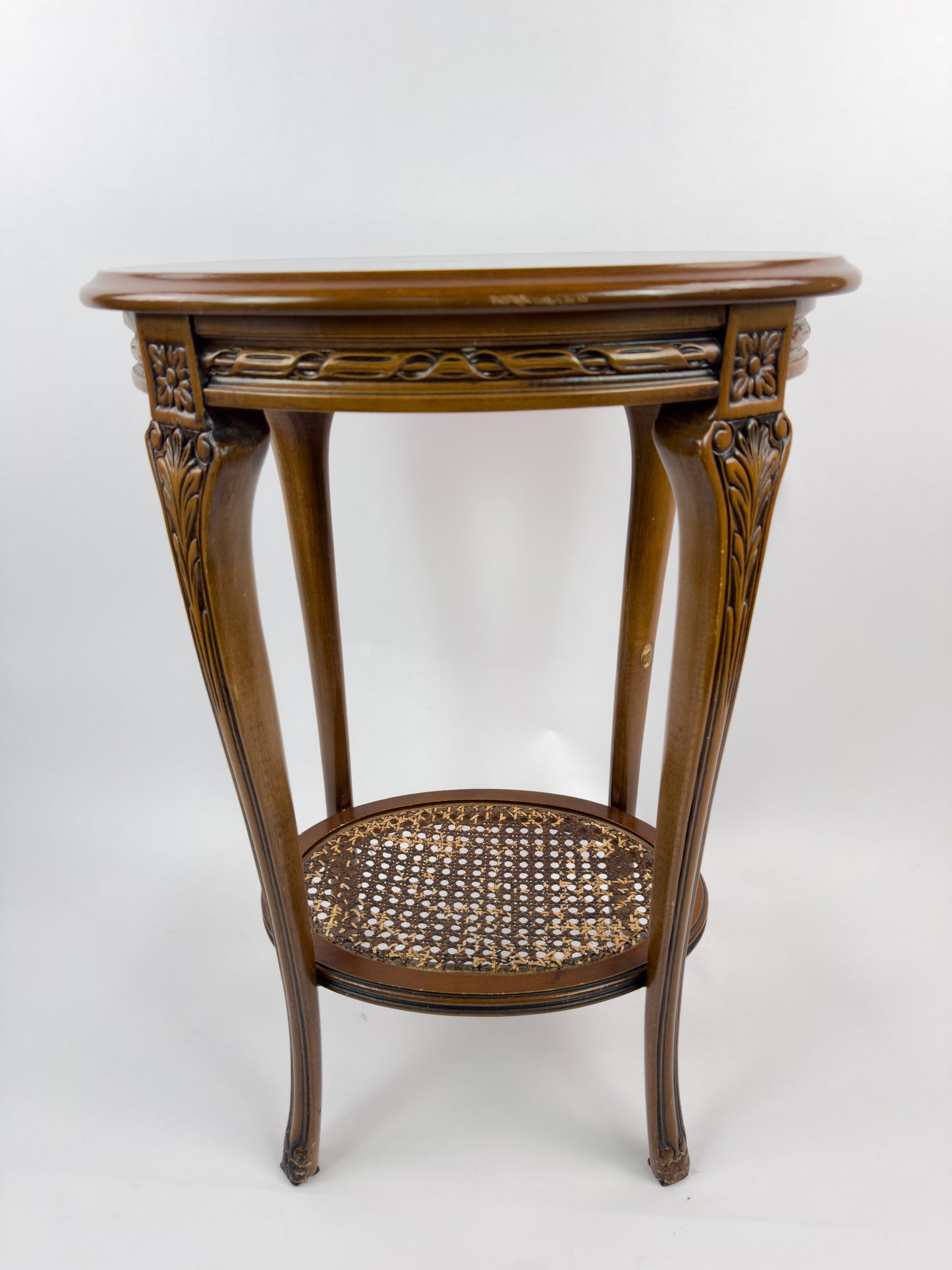French Early 20th Century Hand-Carved Wooden Guéridon Side Table
