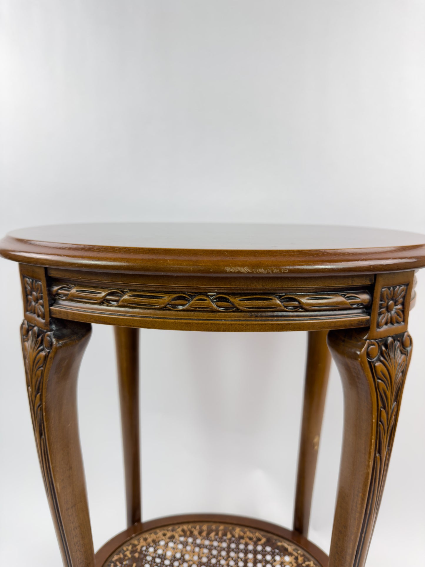 French Early 20th Century Hand-Carved Wooden Guéridon Side Table