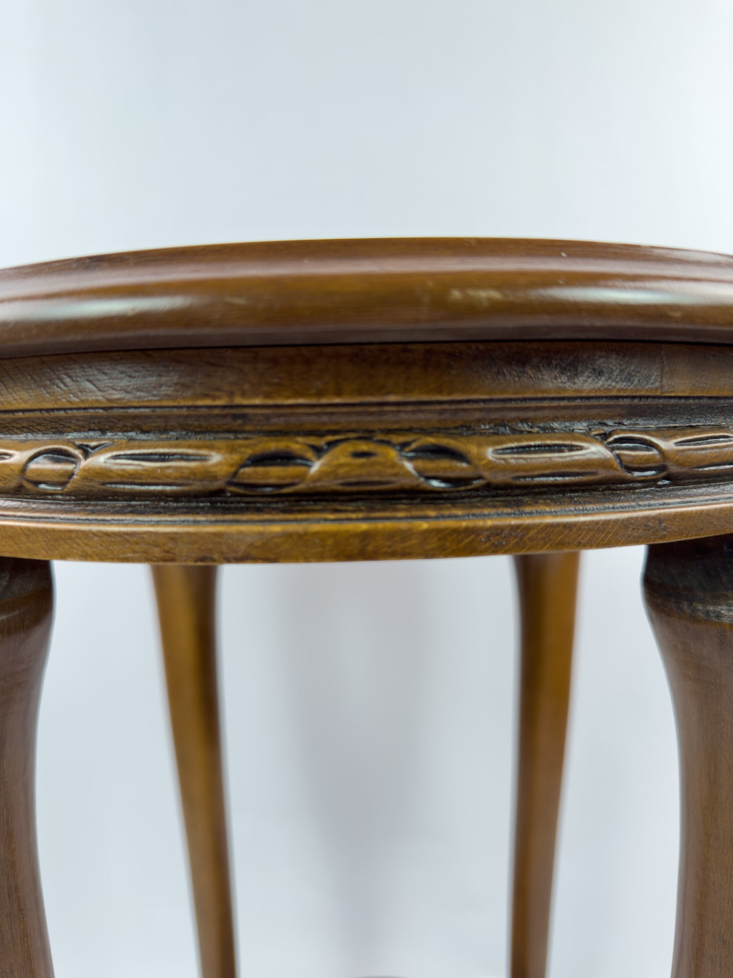 French Early 20th Century Hand-Carved Wooden Guéridon Side Table