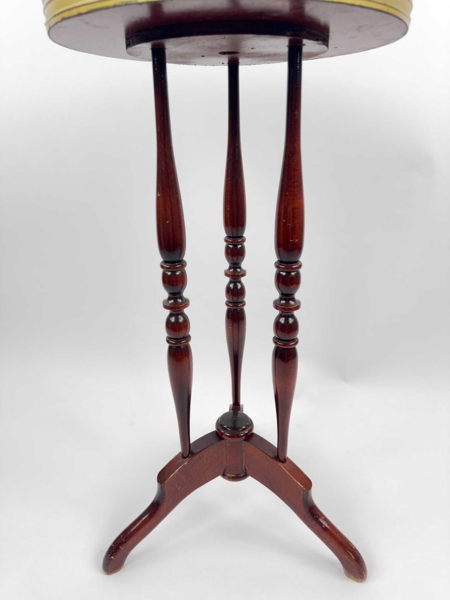 Vintage French Gueridon Side Table with Marble Top and Brass Gallery