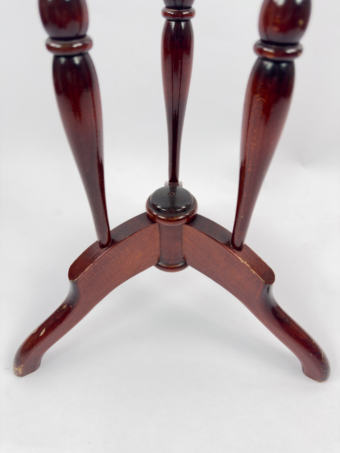 Vintage French Gueridon Side Table with Marble Top and Brass Gallery