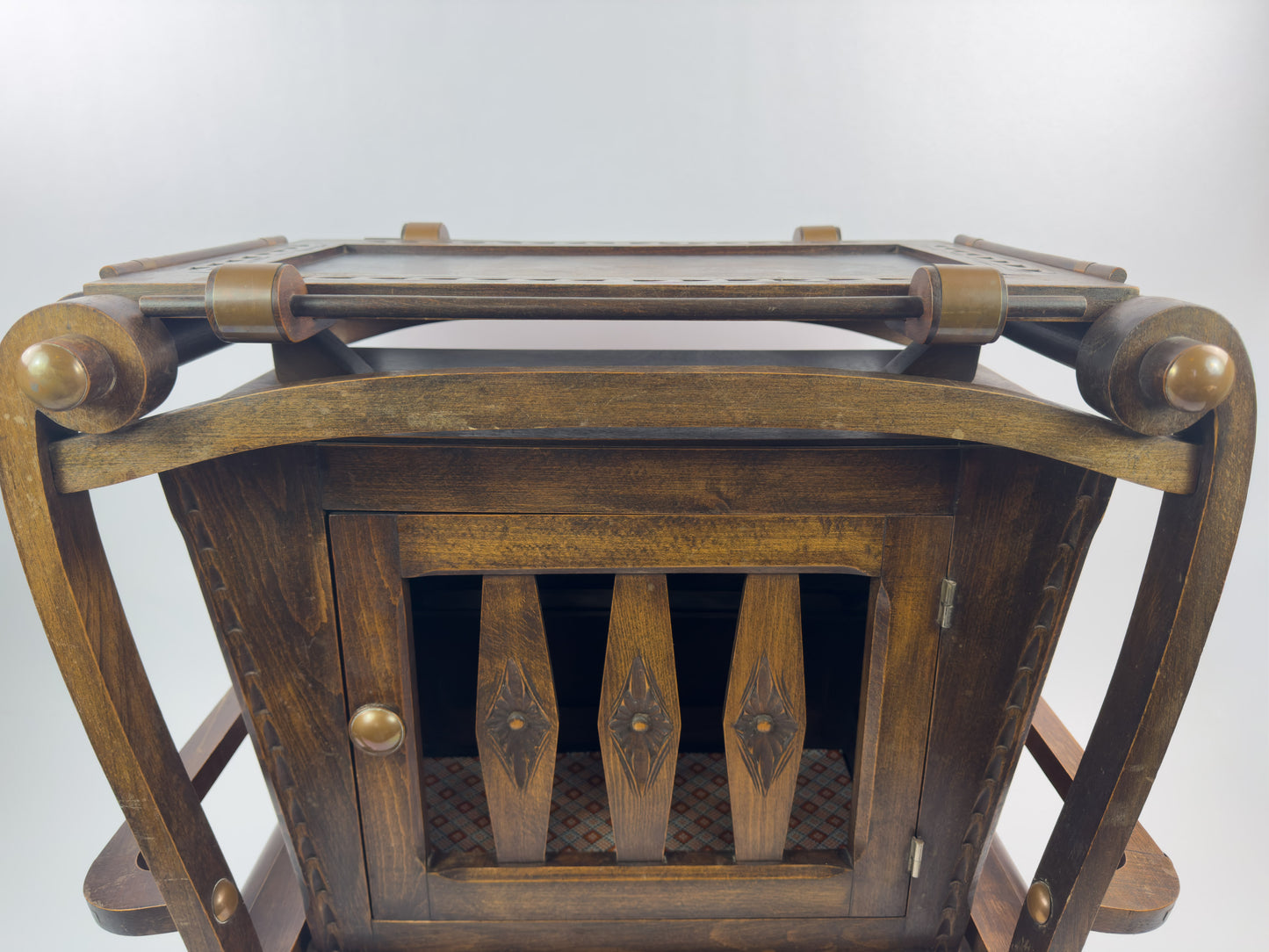 French Vintage Beech Bar Cart with Removable Tray, Mid-20th Century