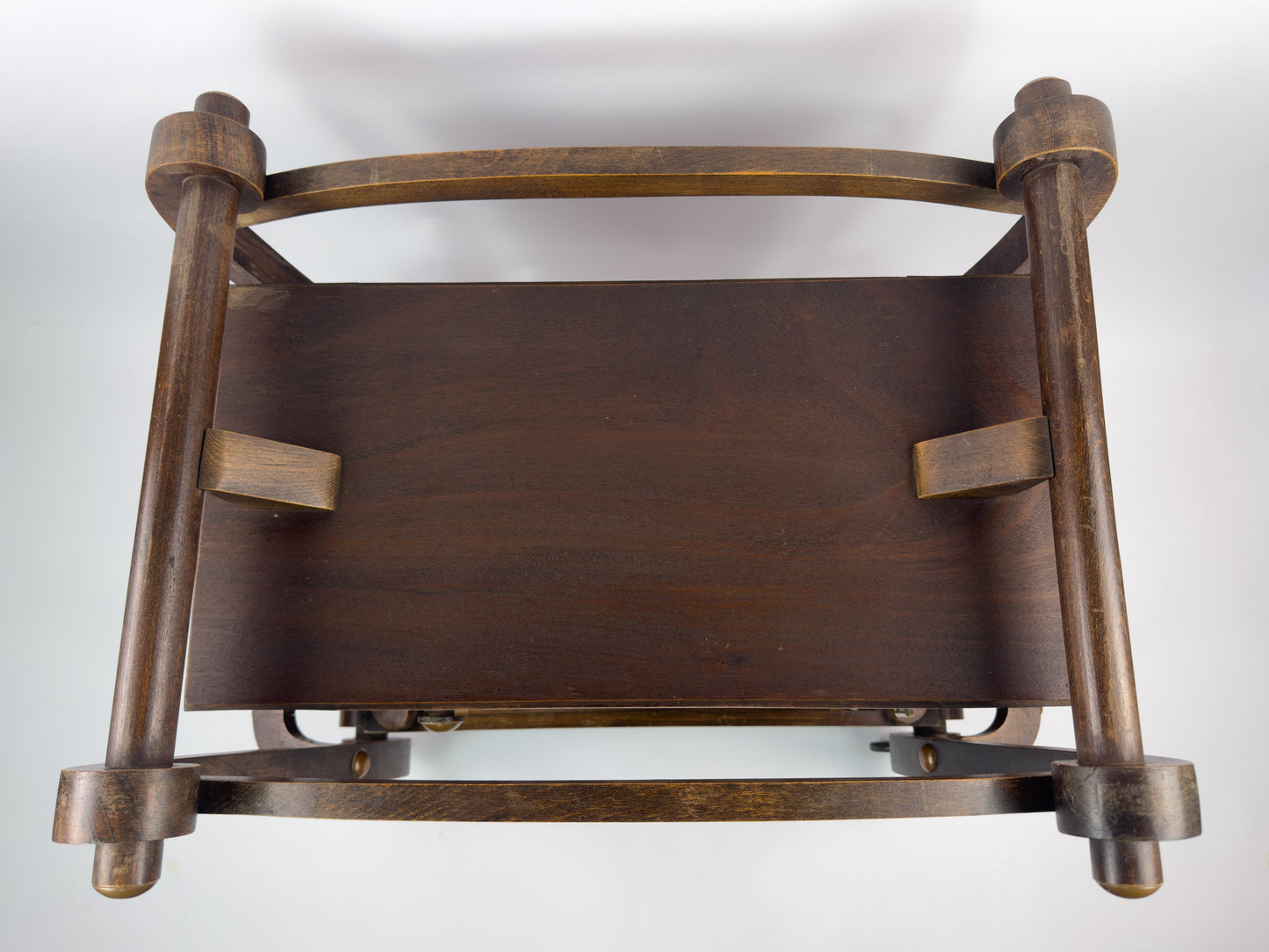 French Vintage Beech Bar Cart with Removable Tray, Mid-20th Century