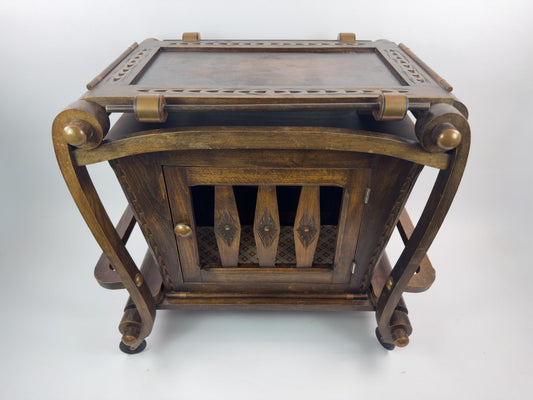 French Vintage Beech Bar Cart with Removable Tray, Mid-20th Century