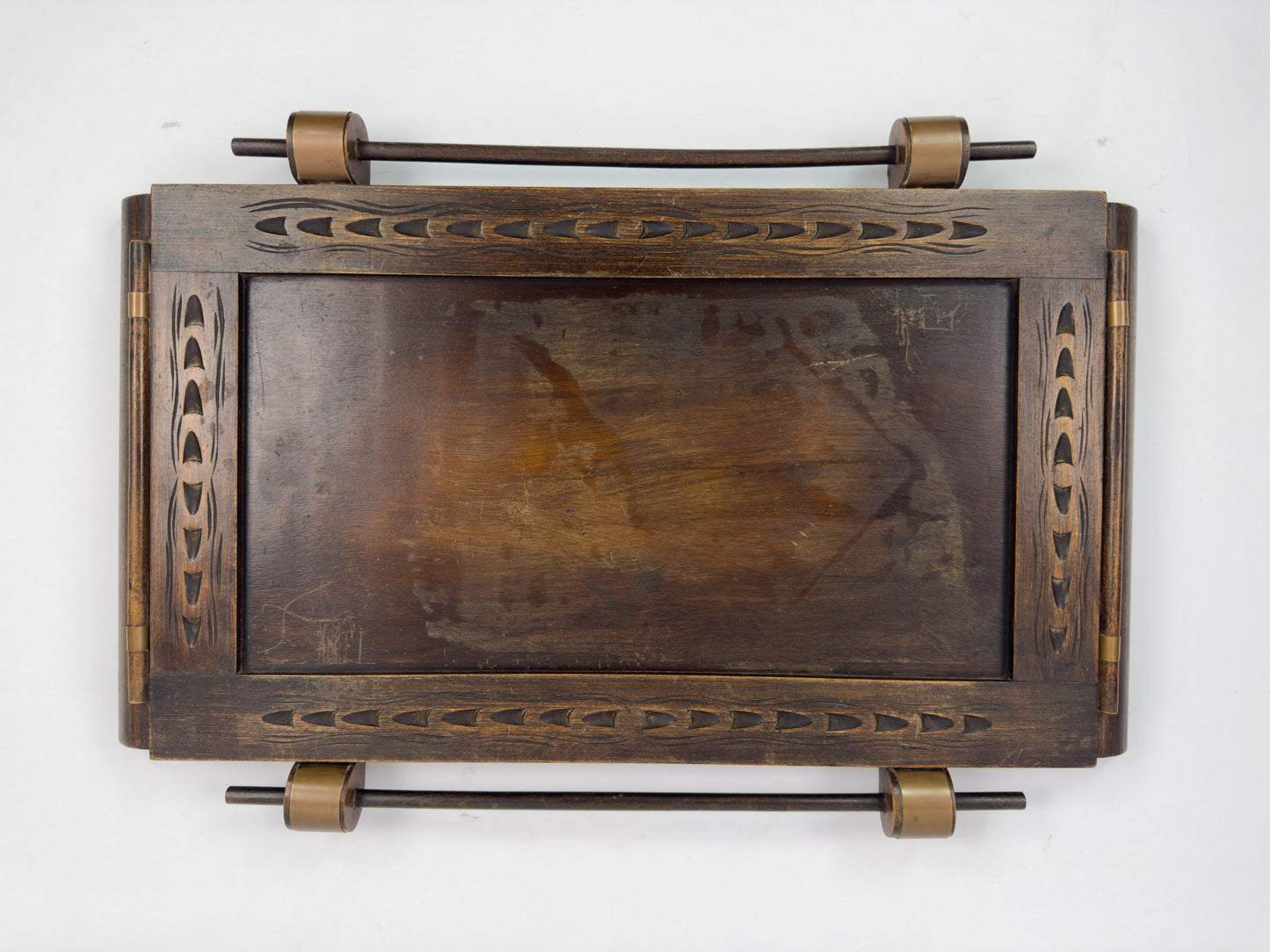 French Vintage Beech Bar Cart with Removable Tray, Mid-20th Century