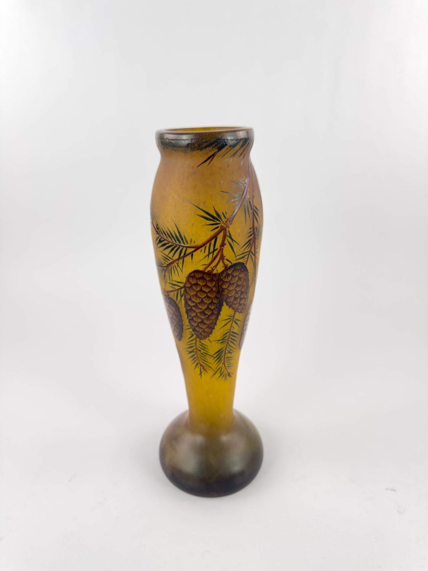 Daum Nancy French Art Nouveau Glass Pine Cone Vase, c. 1900–1915