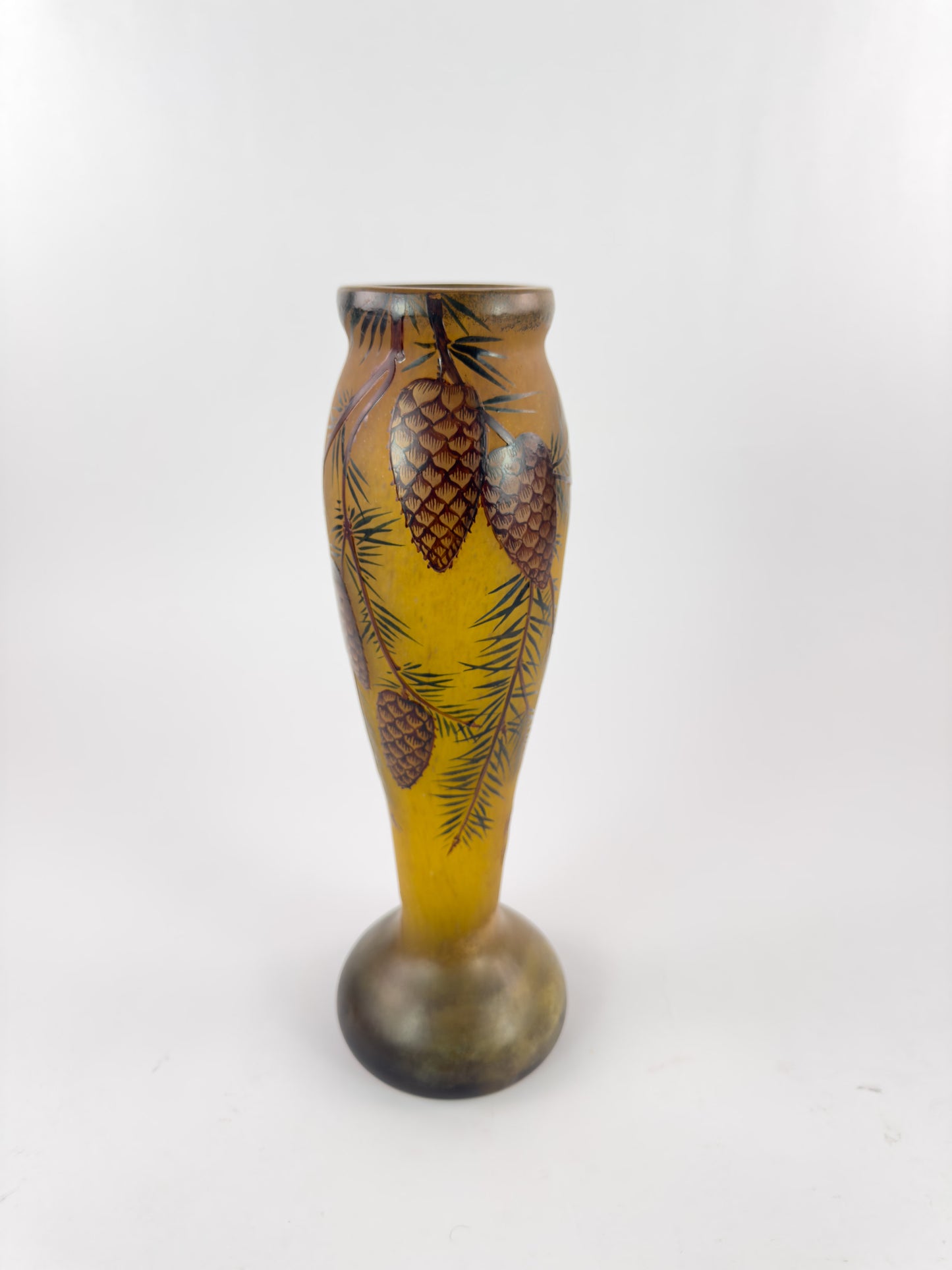 Daum Nancy French Art Nouveau Glass Pine Cone Vase, c. 1900–1915