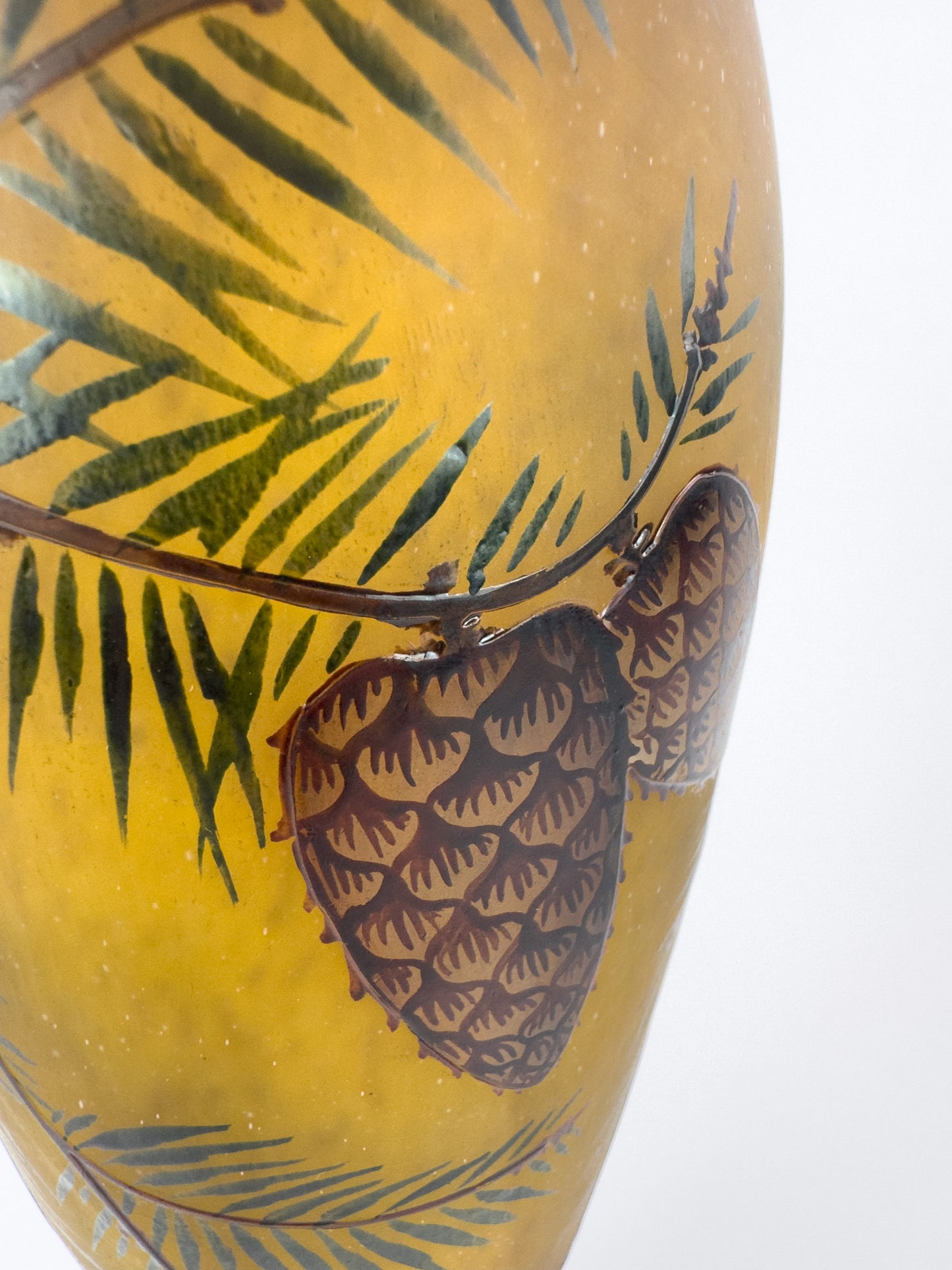 Daum Nancy French Art Nouveau Glass Pine Cone Vase, c. 1900–1915