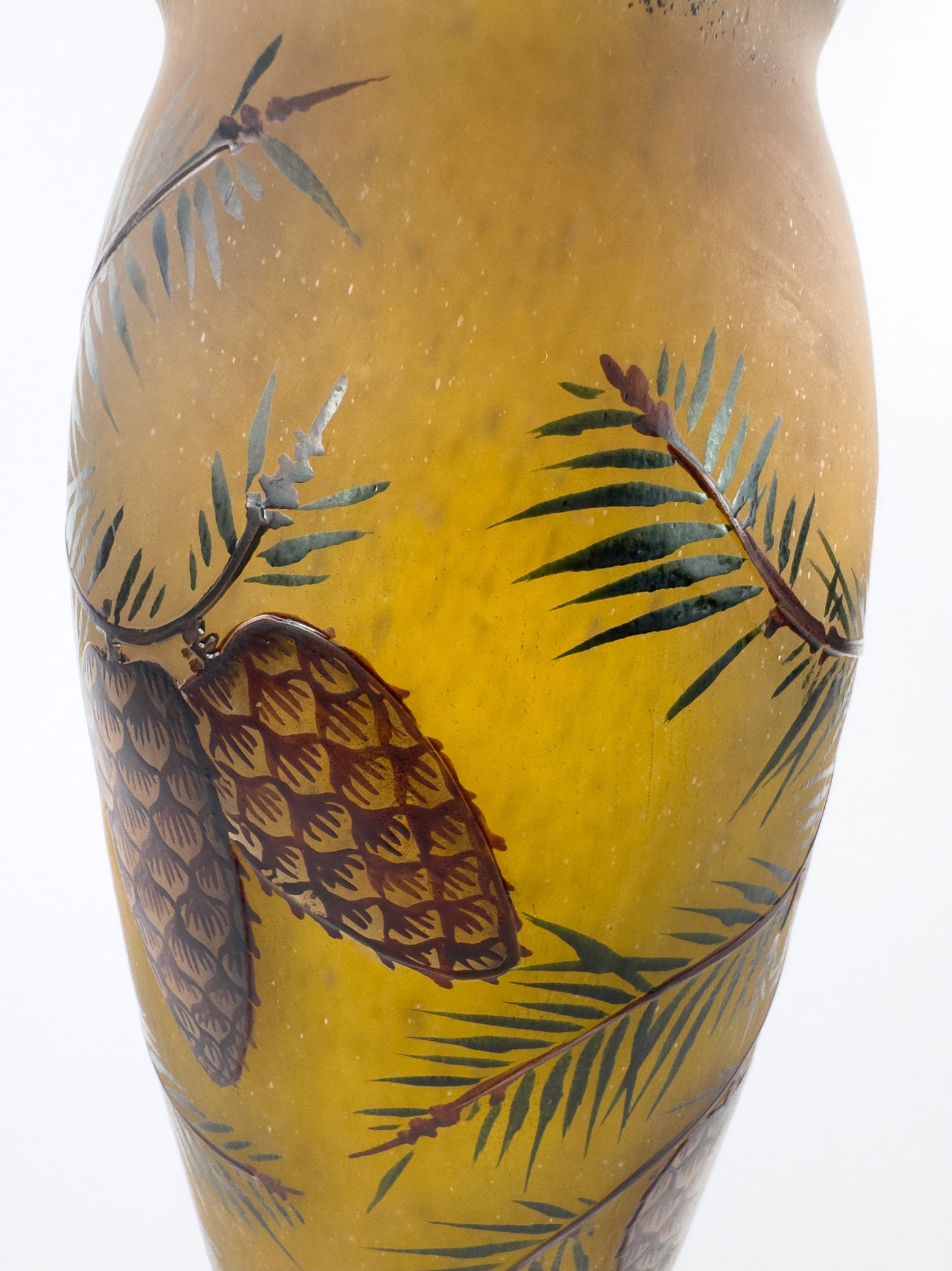 Daum Nancy French Art Nouveau Glass Pine Cone Vase, c. 1900–1915