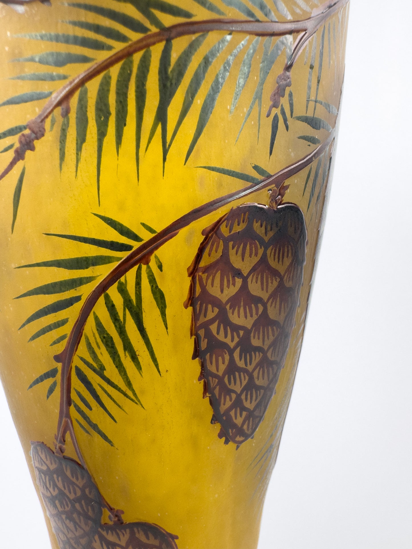Daum Nancy French Art Nouveau Glass Pine Cone Vase, c. 1900–1915