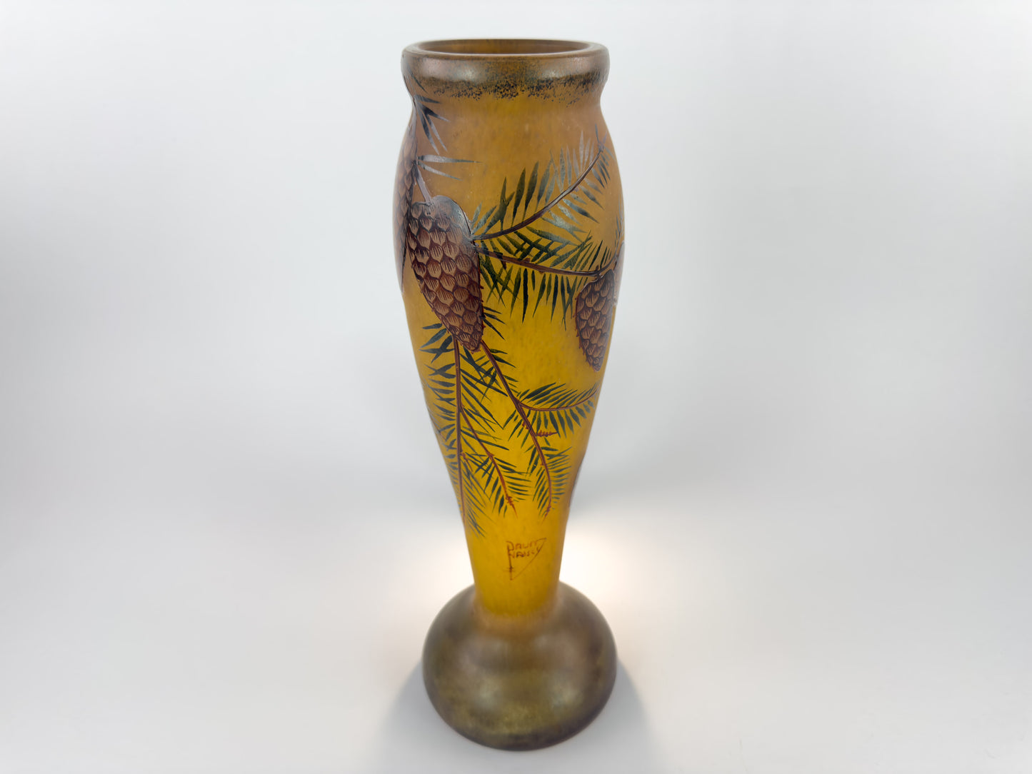Daum Nancy French Art Nouveau Glass Pine Cone Vase, c. 1900–1915