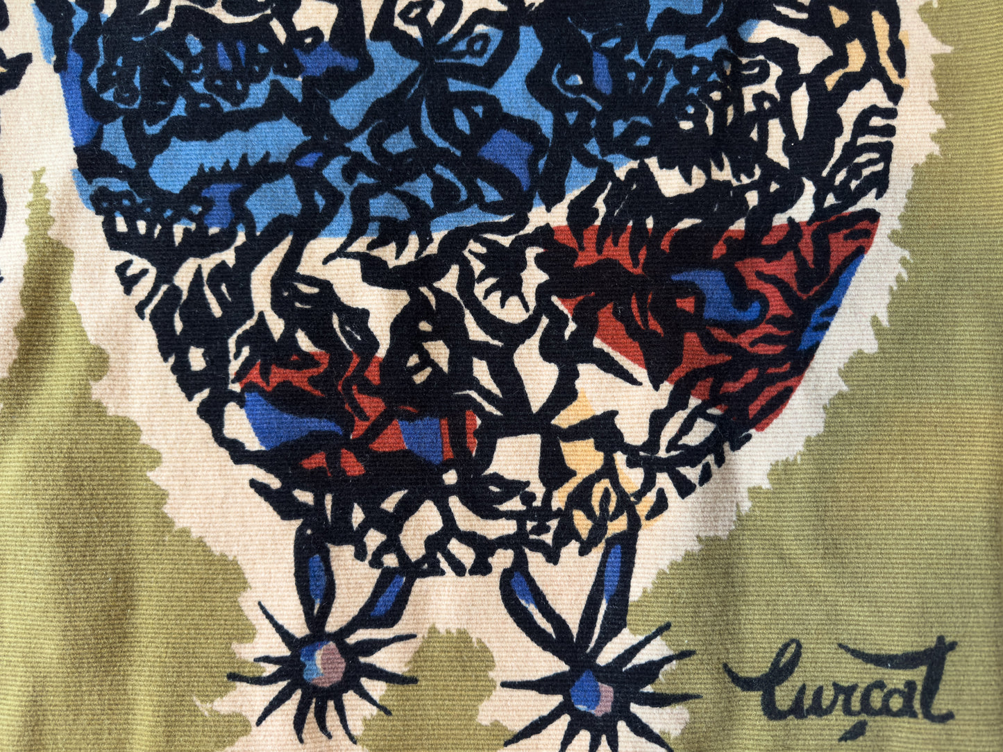 Jean Lurçat “L’Acquarium” French Modernist Wool Tapestry, Corot Paris, 1960s
