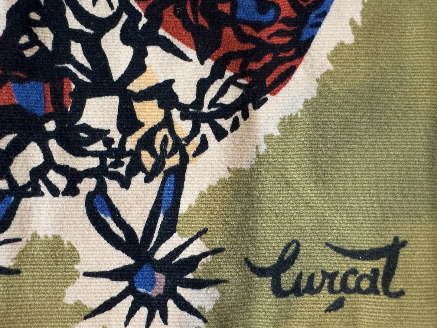 Jean Lurçat “L’Acquarium” French Modernist Wool Tapestry, Corot Paris, 1960s