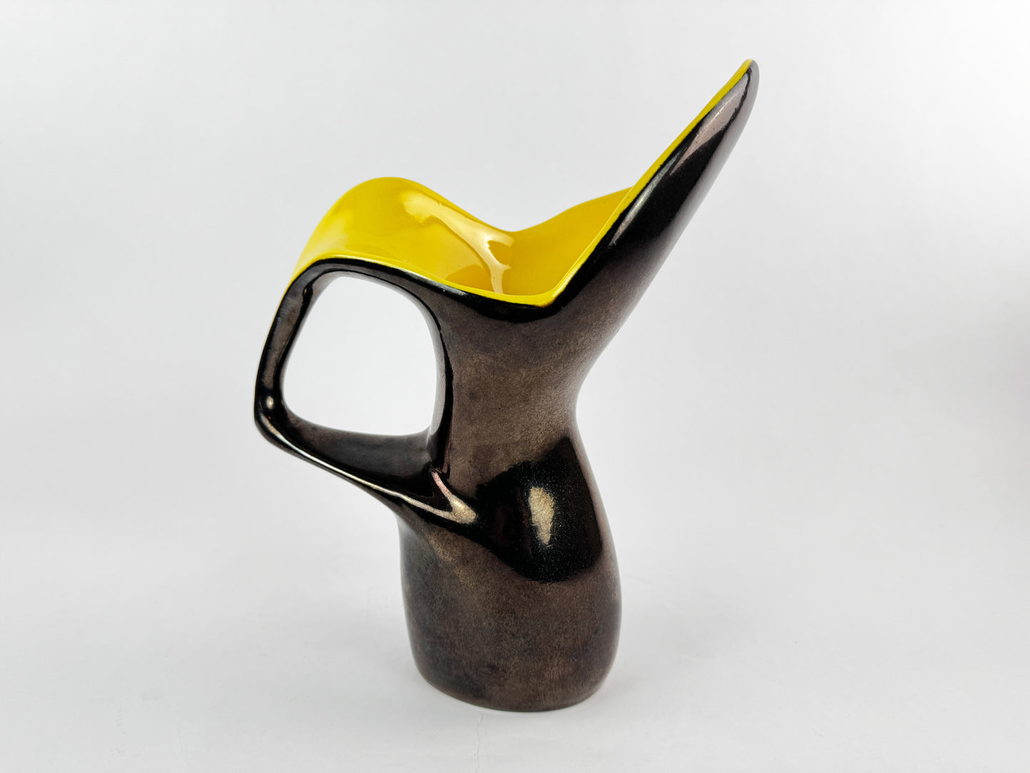 Ceramidi Sculptural Ceramic Vase with Yellow Glaze, Mid-Century French Studio Pottery