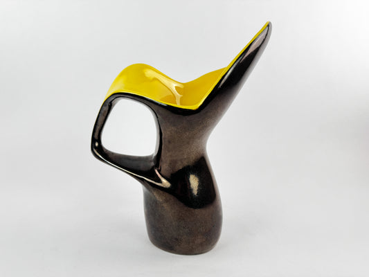 Ceramidi Sculptural Ceramic Vase with Yellow Glaze, Mid-Century French Studio Pottery