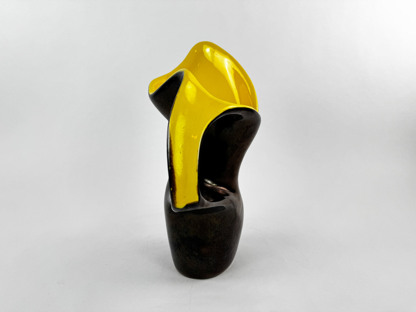 Ceramidi Sculptural Ceramic Vase with Yellow Glaze, Mid-Century French Studio Pottery