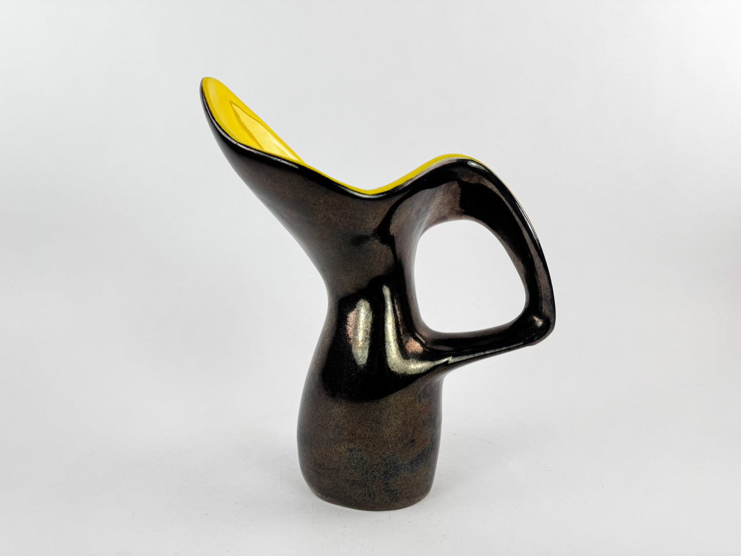 Ceramidi Sculptural Ceramic Vase with Yellow Glaze, Mid-Century French Studio Pottery