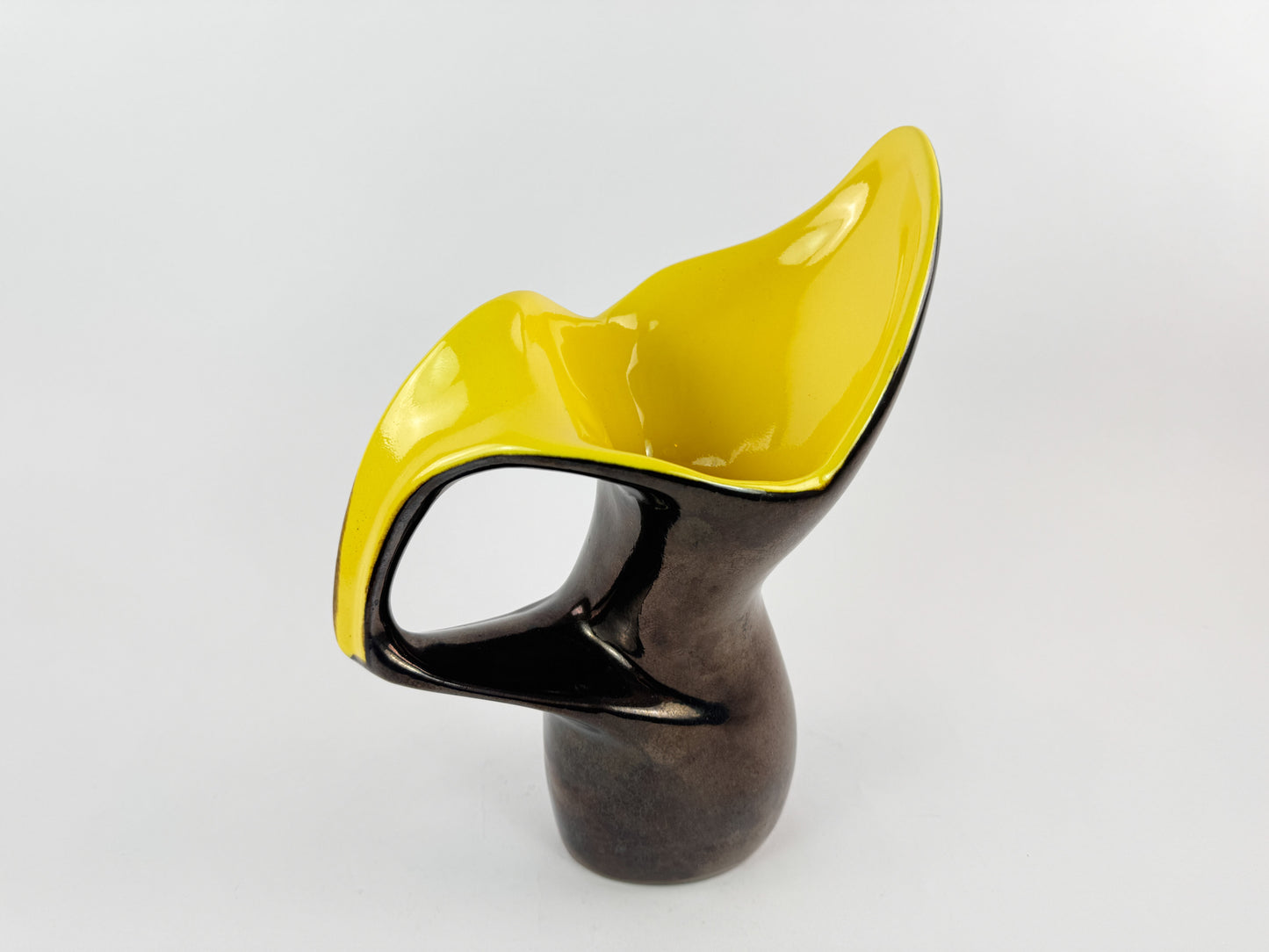 Ceramidi Sculptural Ceramic Vase with Yellow Glaze, Mid-Century French Studio Pottery