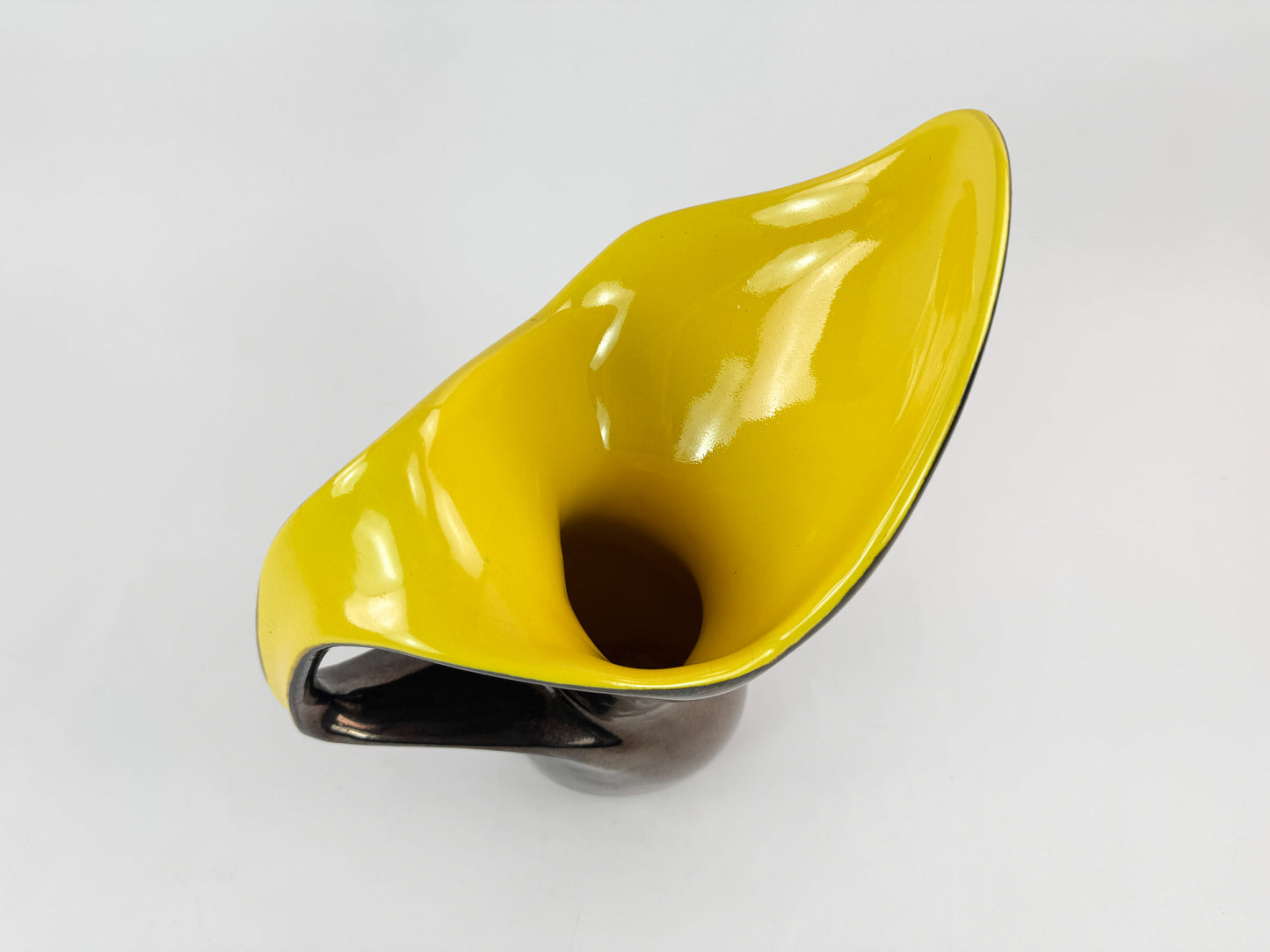 Ceramidi Sculptural Ceramic Vase with Yellow Glaze, Mid-Century French Studio Pottery