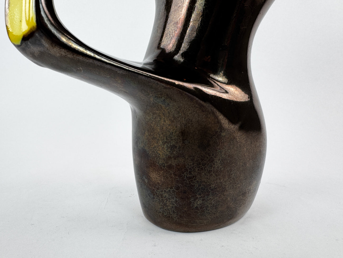 Ceramidi Sculptural Ceramic Vase with Yellow Glaze, Mid-Century French Studio Pottery