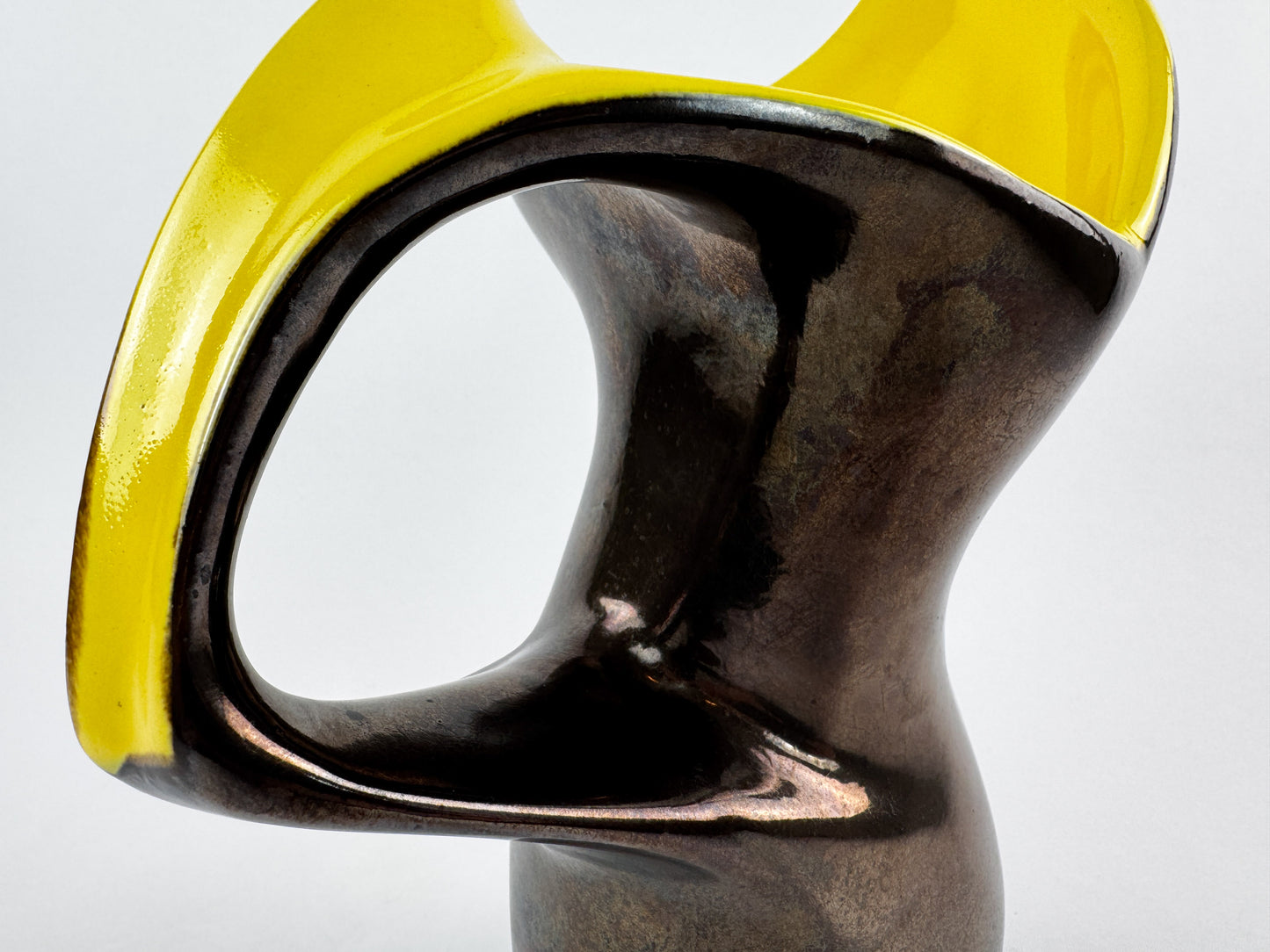Ceramidi Sculptural Ceramic Vase with Yellow Glaze, Mid-Century French Studio Pottery