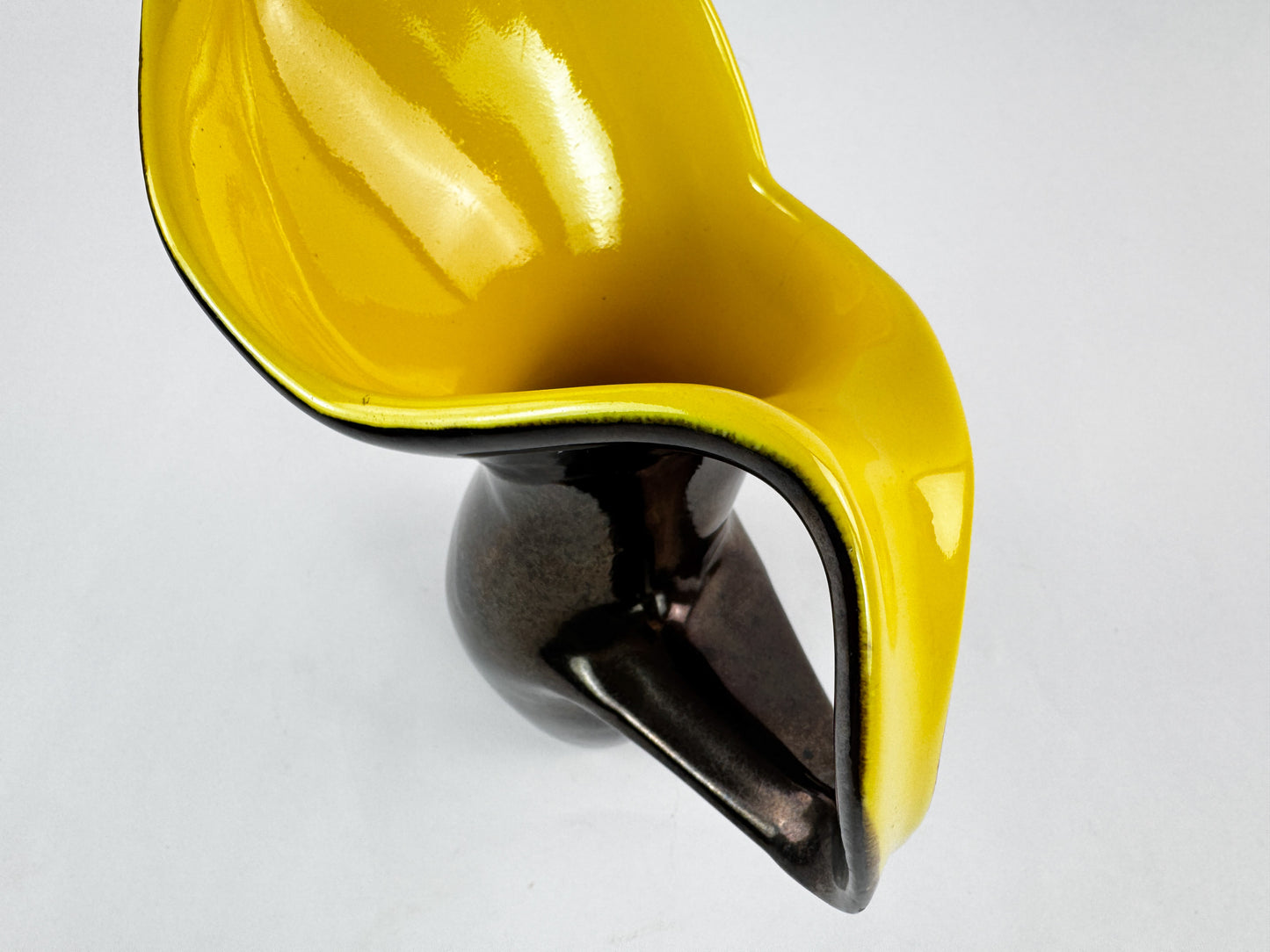 Ceramidi Sculptural Ceramic Vase with Yellow Glaze, Mid-Century French Studio Pottery