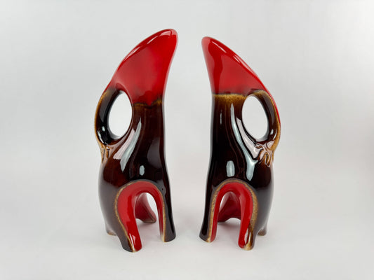 Pair of Signed Ceramidi Zoomorphic Sculptural Ceramic Vases, France, Mid-20th Century