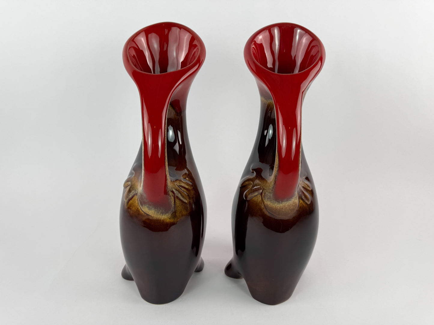 Pair of Signed Ceramidi Zoomorphic Sculptural Ceramic Vases, France, Mid-20th Century
