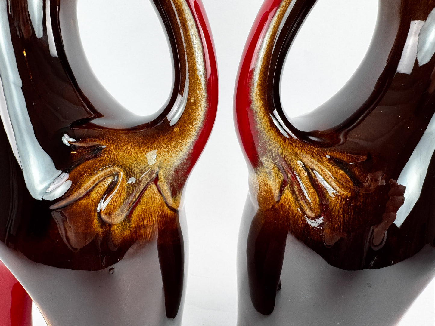 Pair of Signed Ceramidi Zoomorphic Sculptural Ceramic Vases, France, Mid-20th Century