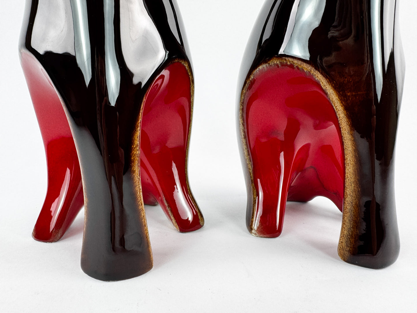 Pair of Signed Ceramidi Zoomorphic Sculptural Ceramic Vases, France, Mid-20th Century