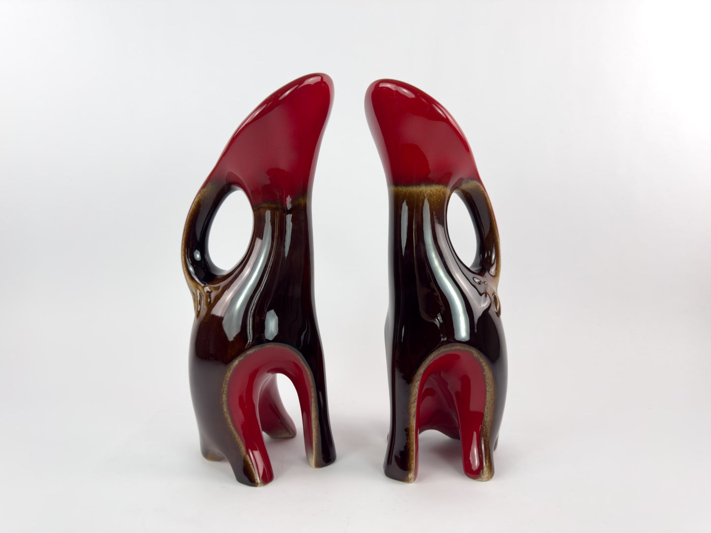 Pair of Signed Ceramidi Zoomorphic Sculptural Ceramic Vases, France, Mid-20th Century