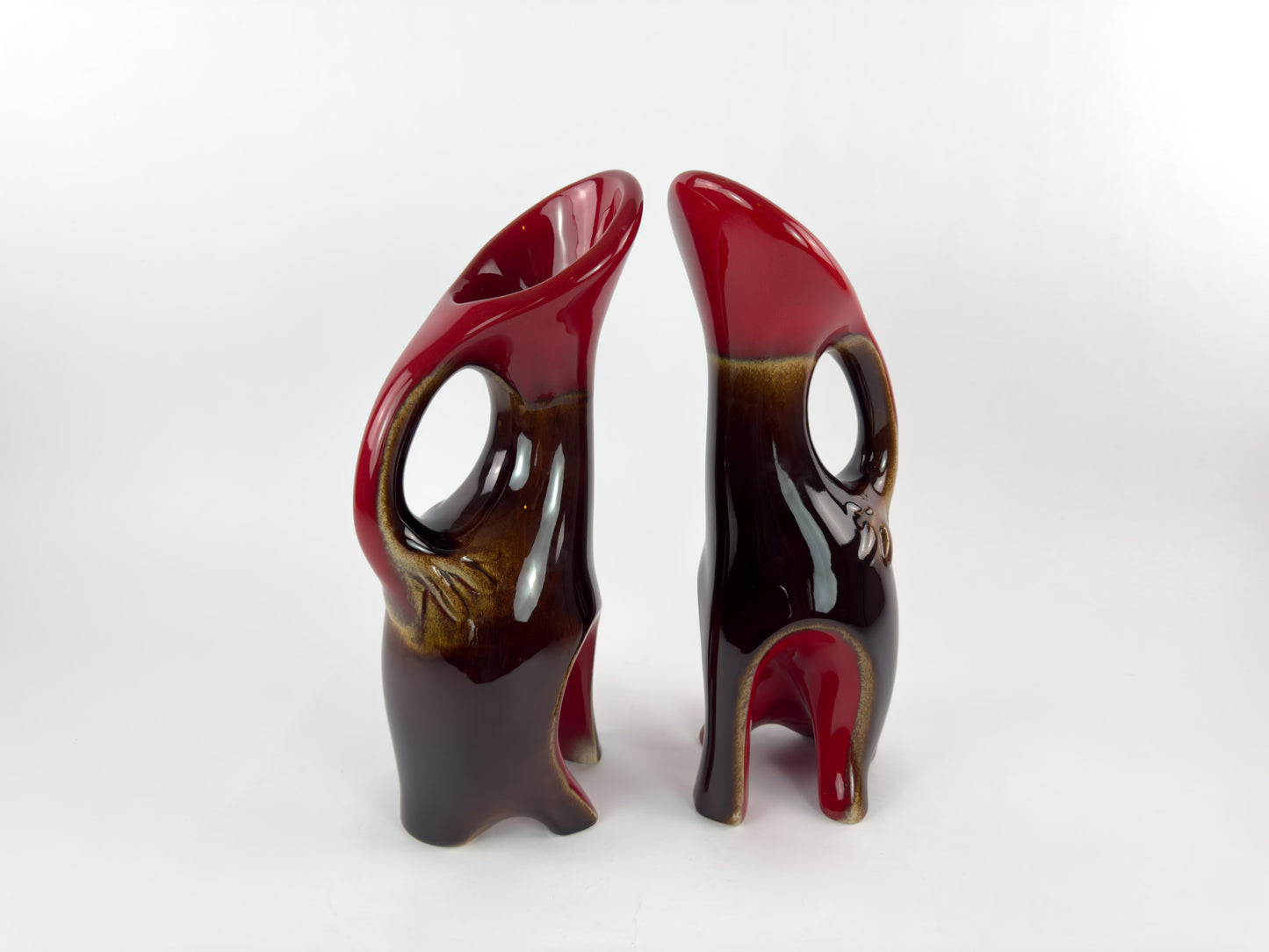 Pair of Signed Ceramidi Zoomorphic Sculptural Ceramic Vases, France, Mid-20th Century