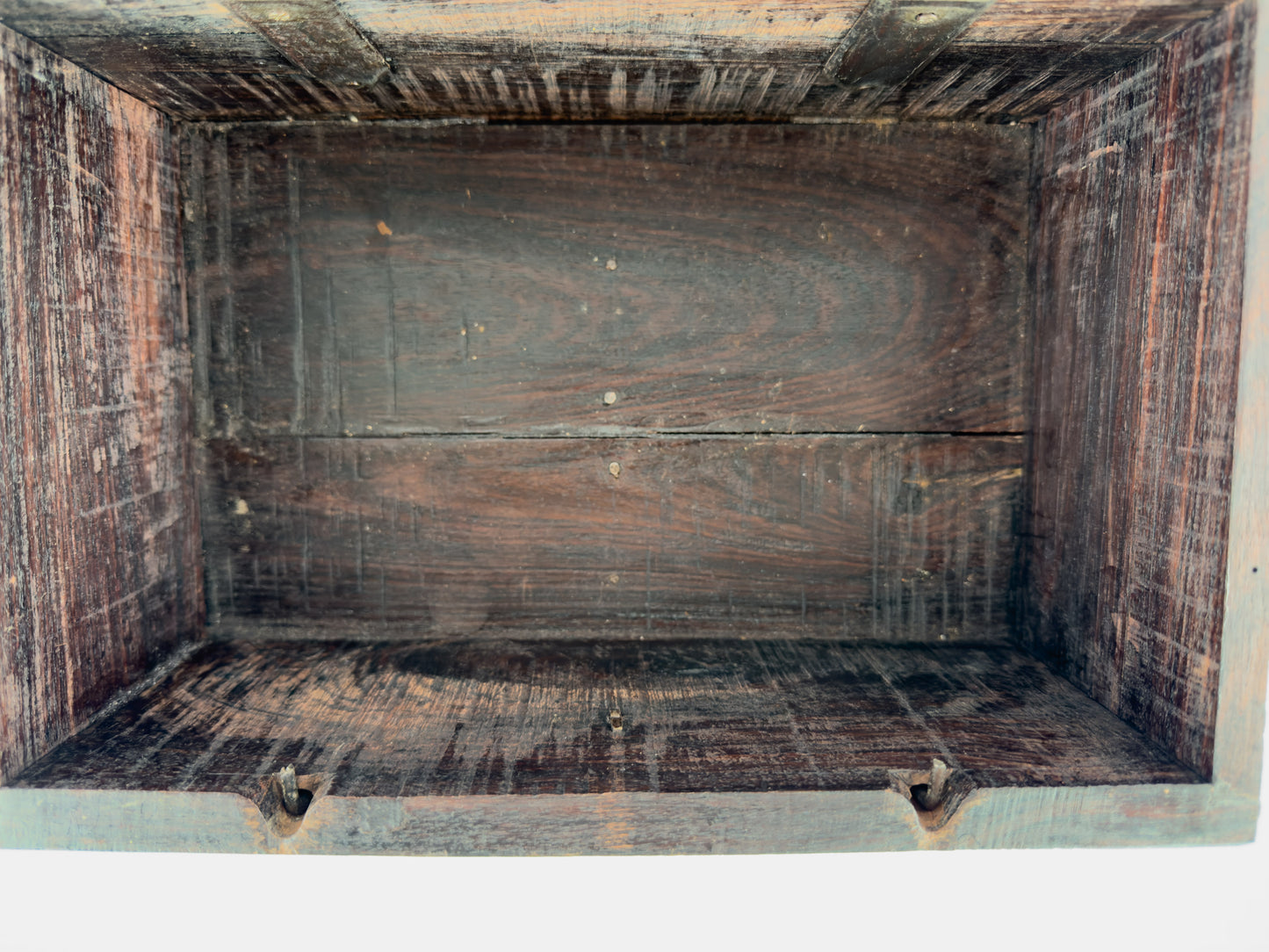 1950s Indian Rosewood & Brass Jewelry Chest With Hidden Drawers