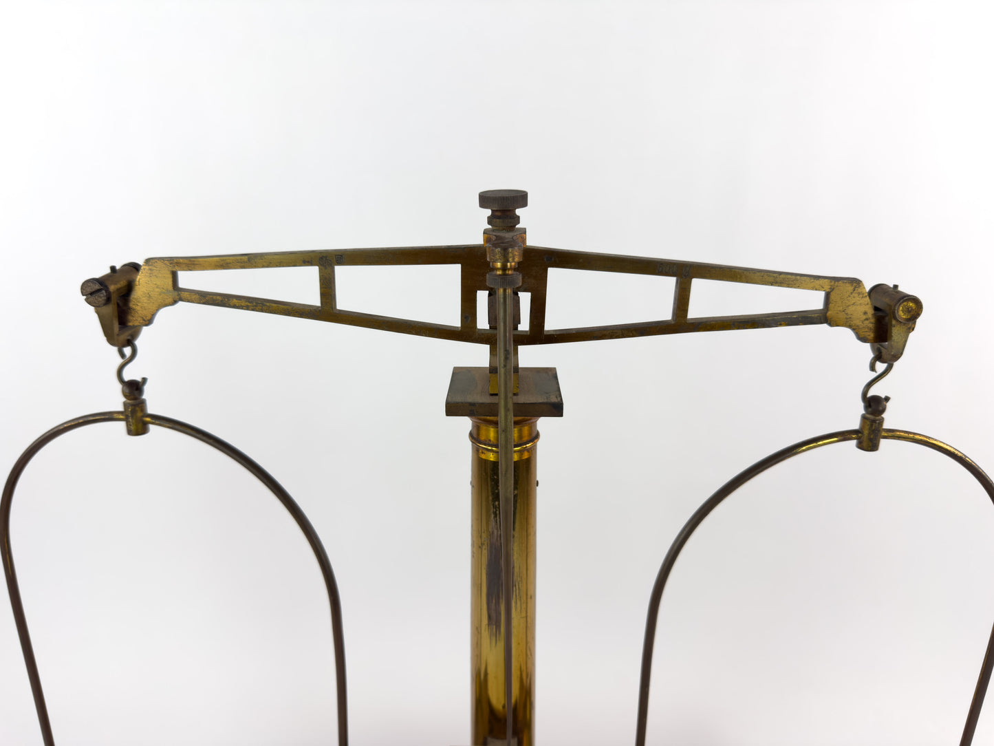 Antique Laboratory Precision Balance Scale, Brass & Wooden Base, Germany, circa 1900
