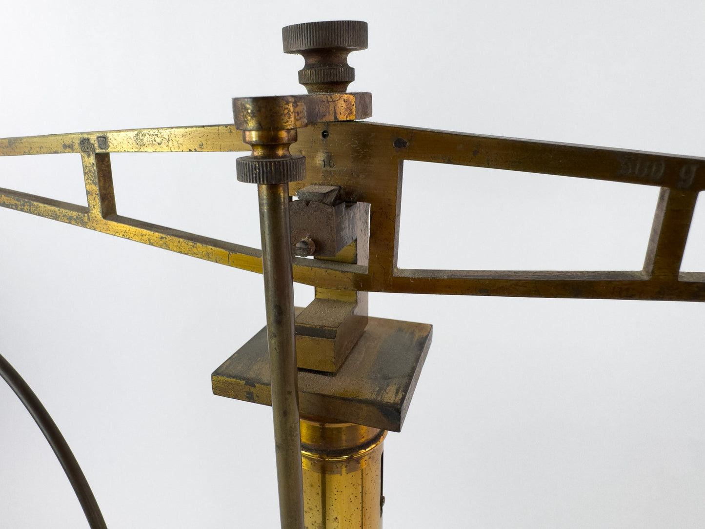 Antique Laboratory Precision Balance Scale, Brass & Wooden Base, Germany, circa 1900