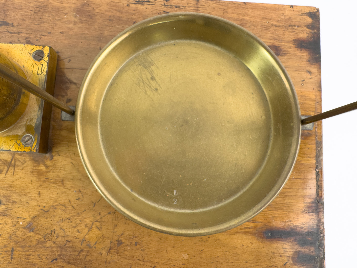 Antique Laboratory Precision Balance Scale, Brass & Wooden Base, Germany, circa 1900