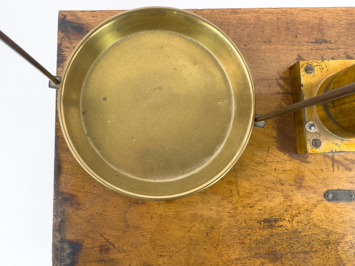 Antique Laboratory Precision Balance Scale, Brass & Wooden Base, Germany, circa 1900