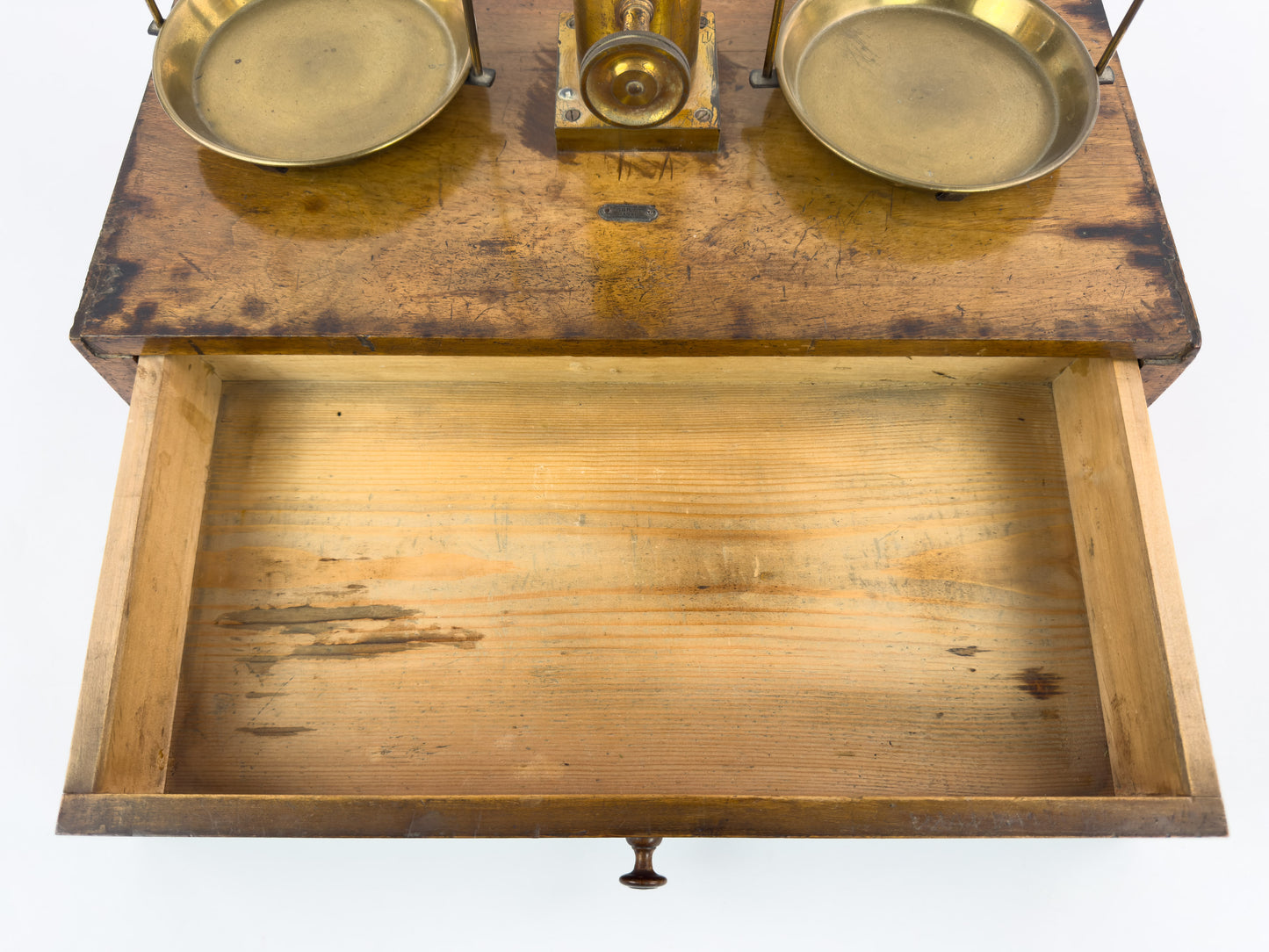 Antique Laboratory Precision Balance Scale, Brass & Wooden Base, Germany, circa 1900